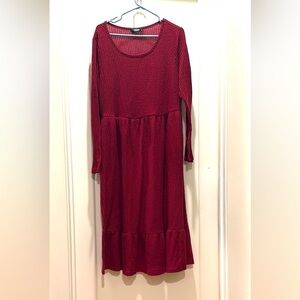 Stretchy and Soft Red Long Sleeve Holiday Dress